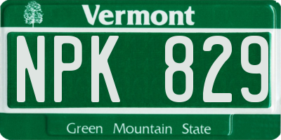 VT license plate NPK829