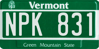 VT license plate NPK831