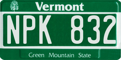 VT license plate NPK832