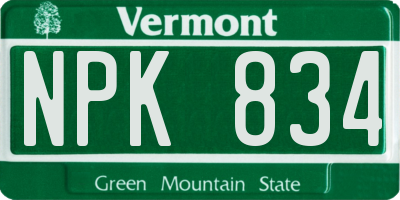 VT license plate NPK834