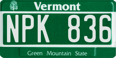 VT license plate NPK836