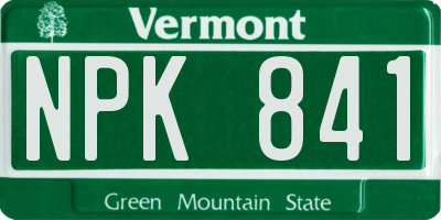 VT license plate NPK841