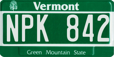 VT license plate NPK842