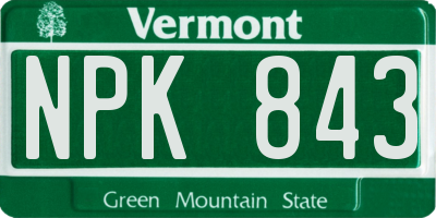 VT license plate NPK843