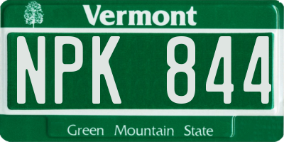 VT license plate NPK844