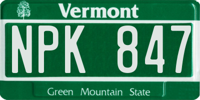 VT license plate NPK847