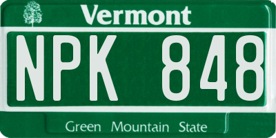 VT license plate NPK848