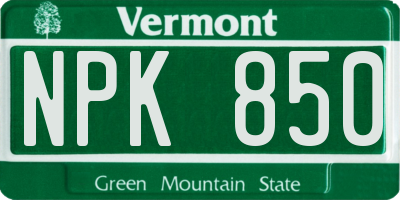 VT license plate NPK850