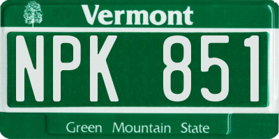 VT license plate NPK851