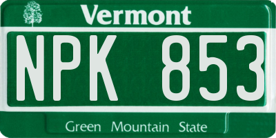 VT license plate NPK853