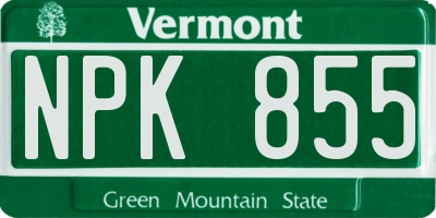 VT license plate NPK855