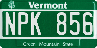 VT license plate NPK856