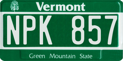 VT license plate NPK857