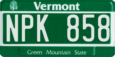 VT license plate NPK858