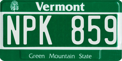 VT license plate NPK859