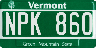 VT license plate NPK860