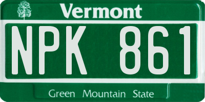 VT license plate NPK861