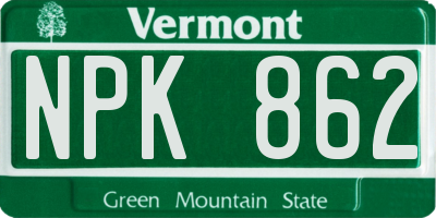 VT license plate NPK862