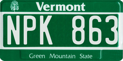 VT license plate NPK863