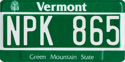 VT license plate NPK865