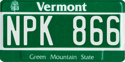 VT license plate NPK866