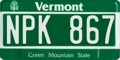 VT license plate NPK867
