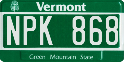 VT license plate NPK868
