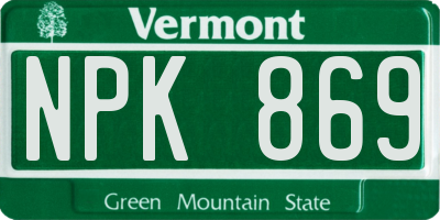 VT license plate NPK869