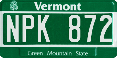 VT license plate NPK872