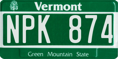VT license plate NPK874