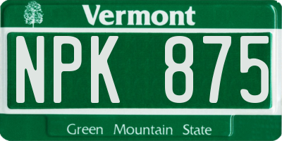 VT license plate NPK875