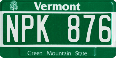 VT license plate NPK876
