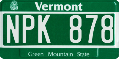 VT license plate NPK878
