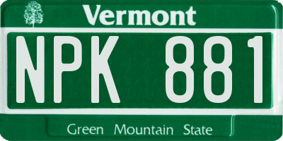 VT license plate NPK881