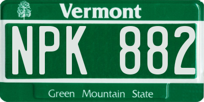 VT license plate NPK882
