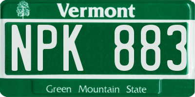 VT license plate NPK883