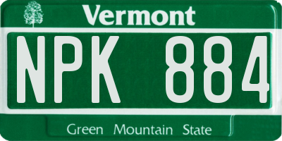 VT license plate NPK884