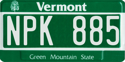 VT license plate NPK885