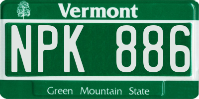VT license plate NPK886