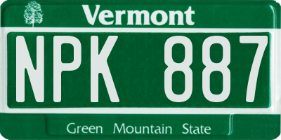 VT license plate NPK887
