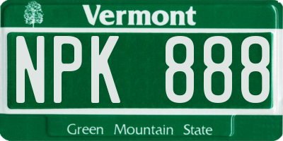 VT license plate NPK888
