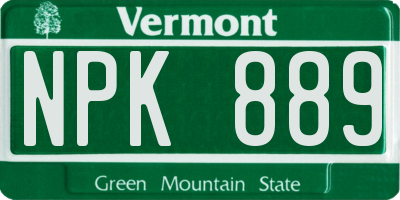 VT license plate NPK889