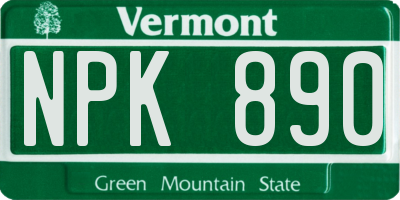 VT license plate NPK890
