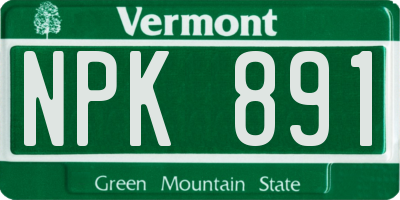 VT license plate NPK891