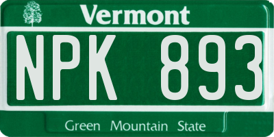 VT license plate NPK893