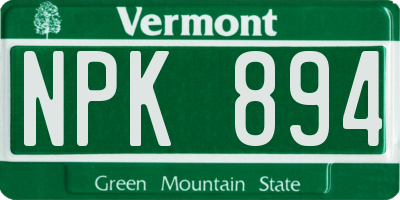 VT license plate NPK894