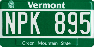 VT license plate NPK895