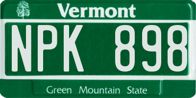 VT license plate NPK898