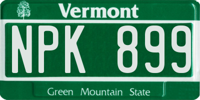 VT license plate NPK899