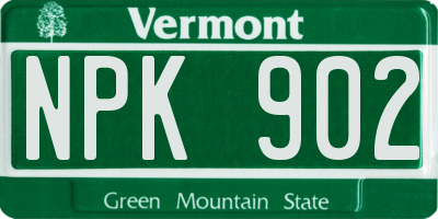 VT license plate NPK902